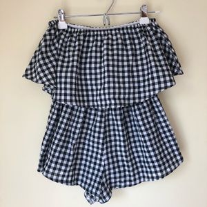 Strapless Gingham Romper